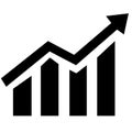 Growth icon. Profit growing icon. Growing graph symbol. Arrow graph. Increase progress Vector Royalty Free Stock Photo