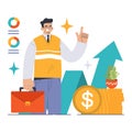 Growth Investing concept. Flat vector illustration Royalty Free Stock Photo