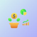 Growth investment icons set collection with smooth style coloring Royalty Free Stock Photo