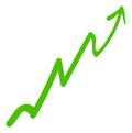 Growth line chart arrow. Doodle positive trend