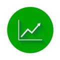 Growth line chart icon. Growing diagram flat vector illustration with long shadow.