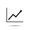 Growth line chart icon. Growing diagram flat vector illustration with shadow.