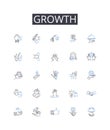 Growth line icons collection. Breakout, Liberty, Freedom, Evasion, Fugitive, Getaway, Elude vector and linear Royalty Free Stock Photo