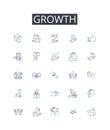 Growth line icons collection. Expansion, Development, Progression, Advancement, Improvement, Evolvement, Expansionism Royalty Free Stock Photo