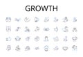 Growth line icons collection. Expansion, Development, Progression, Advancement, Improvement, Evolvement, Expansionism Royalty Free Stock Photo