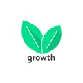 Growth logo with green leafs