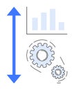 Growth Metrics and Process Optimization with Gear Mechanisms and Bar Graph Royalty Free Stock Photo
