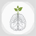 Growth Mindset Concept with Brain and Plant Royalty Free Stock Photo