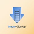 Growth mindset, never give up concept, positive thinking, ladder to success, pursuit goal, overcome obstacle