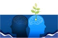 Growth mindset skills icon growing plant from the brain Royalty Free Stock Photo