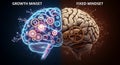 Growth Mindset vs. Fixed Mindset: Brain Gears of Potential and Limitation Royalty Free Stock Photo