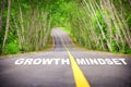 Growth mindset written on asphalt road surface