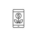 growth, money, mobile line icon on white background