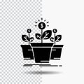 growth, money, plant, pot, tree Glyph Icon on Transparent Background. Black Icon Royalty Free Stock Photo