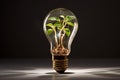 Growth-oriented Sprout idea bulb tree. Generate Ai