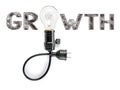 Growth phrase and light bulb, hand writing, aggressive challenge