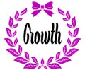 GROWTH with pink laurels ribbon and bow.