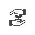 Growth plant in hands vector icon Royalty Free Stock Photo