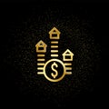 Growth, price, money, real estate gold icon. Vector illustration of golden particle background. Real estate concept vector Royalty Free Stock Photo