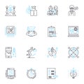 Growth process linear icons set. Development, Progress, Maturity, Advancement, Improvement, Expansion, Evolution line Royalty Free Stock Photo
