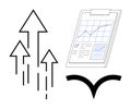 Growth and Progress Concept with Arrows and Analytics Chart on a Clipboard Royalty Free Stock Photo
