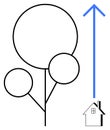 Growth and Progress Concept with Tree, House, and Upward Blue Arrow Royalty Free Stock Photo