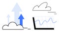 Growth and Progress Represented by Arrows and Chart in a Minimalist Cloud Setting Royalty Free Stock Photo