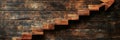 Wooden Steps Arrow Upward Growth progress success ambition future Wooden steps forming an upward arrow against a dark wood