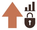 Growth and Security Concept Featuring Arrow, Graph, and Lock Symbols Royalty Free Stock Photo