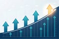Growth Strategy Concept with Upward Arrows and Linear Graph Representation of Success Royalty Free Stock Photo