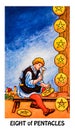 8 Eight of Pentacles Tarot Card Growth Study Learning Scholarships Mentors Teamwork Apprentice Material Growth Royalty Free Stock Photo