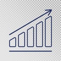 Growth template. Business progress. Growing bar graph icon on transparent background. Finance, career grows concept