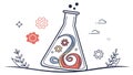 Growth-Themed Science Flask with Leaf Elements, vector design Generative AI Royalty Free Stock Photo