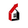 Growth trend of real estate industry. Simple house vector icon