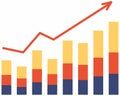 Growth vector diagram with red arrow going up. Success business symbol, statistical data analysis Royalty Free Stock Photo