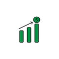 Growth vector diagram with red arrow going up. Vector icon isolated on white background. Success business symbol EPS 10 Royalty Free Stock Photo