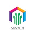 Growth - vector logo template concept illustration. Abstract colorful design elements. Nature sprout with green leaves in colored Royalty Free Stock Photo