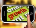 Growth In Word Cloud Phone Means Get Better Bigger And Developed Royalty Free Stock Photo