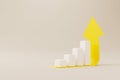 Growthing white graph bar with yellow arrow sign on background Royalty Free Stock Photo