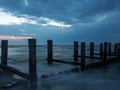 Groyne in the Baltic Sea near to Zingst, Mecklenburg-Western Pomerania, at twilight Royalty Free Stock Photo