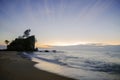 Groyne and beautiful sea view scenery over stunning sunrise Royalty Free Stock Photo