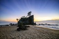 Groyne and beautiful sea view scenery over stunning sunrise Royalty Free Stock Photo