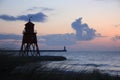 Groyne Lighthouse & Grasses Royalty Free Stock Photo