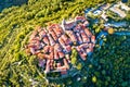 Groznjan. Ancient hill village of Groznjan aerial panoramic view