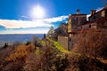 Groznjan village and istrian landscape at low sun view