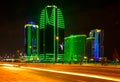 Grozny city and Kadirov avenue at night