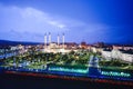 Mosque `Heart of Chechnya` against the backdrop of the night city of Grozny Royalty Free Stock Photo