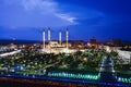 Mosque `Heart of Chechnya` against the backdrop of the night city of Grozny Royalty Free Stock Photo