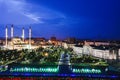 Mosque `Heart of Chechnya` against the backdrop of the night city of Grozny Royalty Free Stock Photo