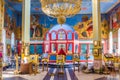 GROZNY, RUSSIA - JUNE 25, 2018: Interior of Church of Archangel Michael in Grozny, Chechnya, Russ